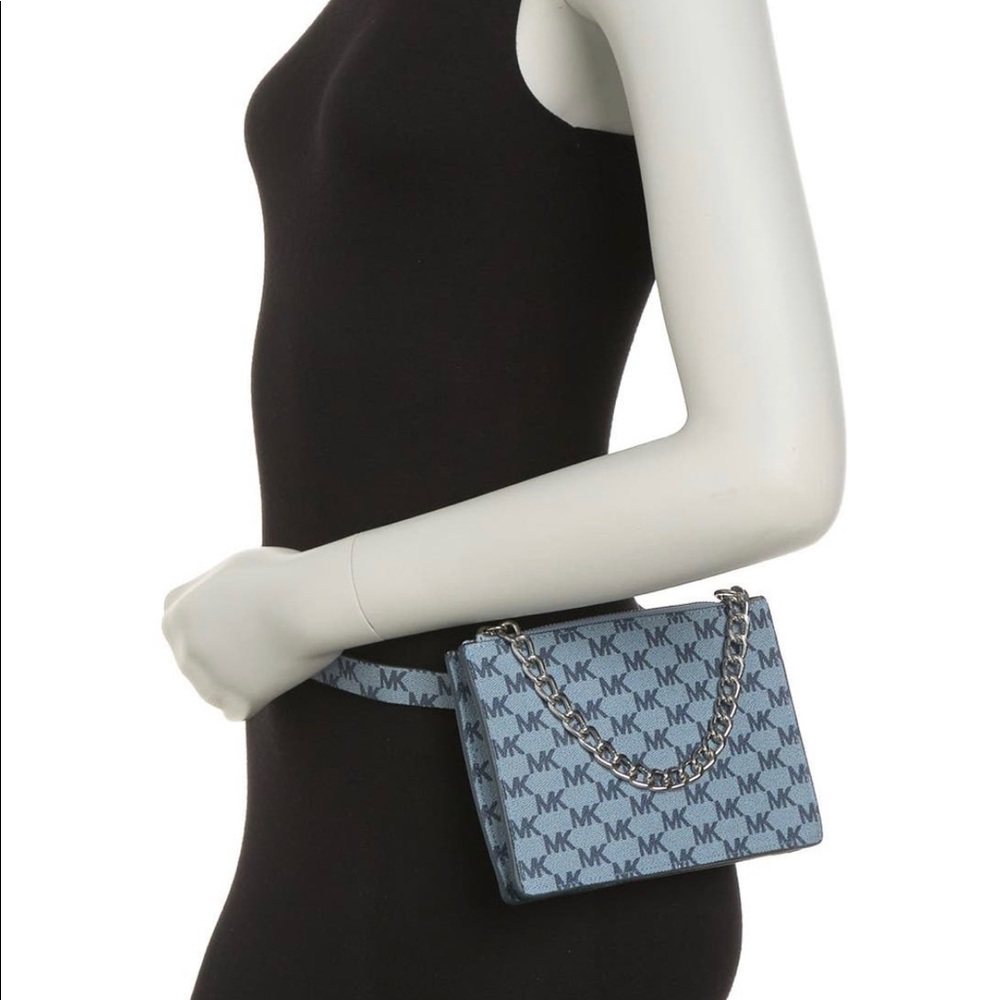 Michael Kors pull chain belt bag pale blue